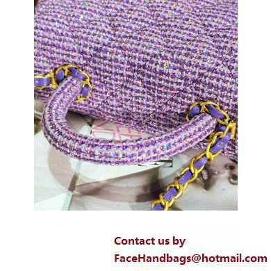 chanel Tweed, Sequins  &  Gold-Tone Metal Purple  &  Silver Small Bag with Top Handle AS4573 2024